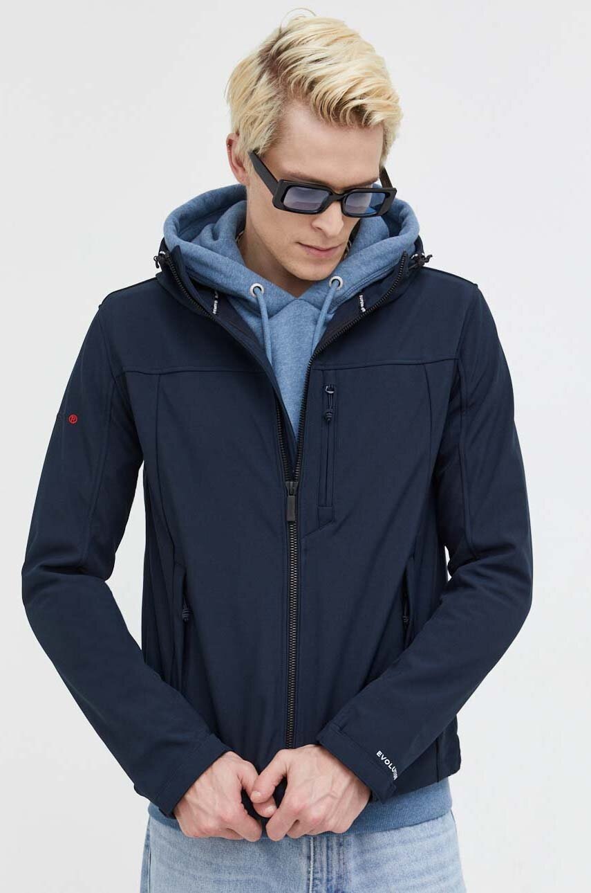 

Куртка Superdry чоловіча колір синій перехідна