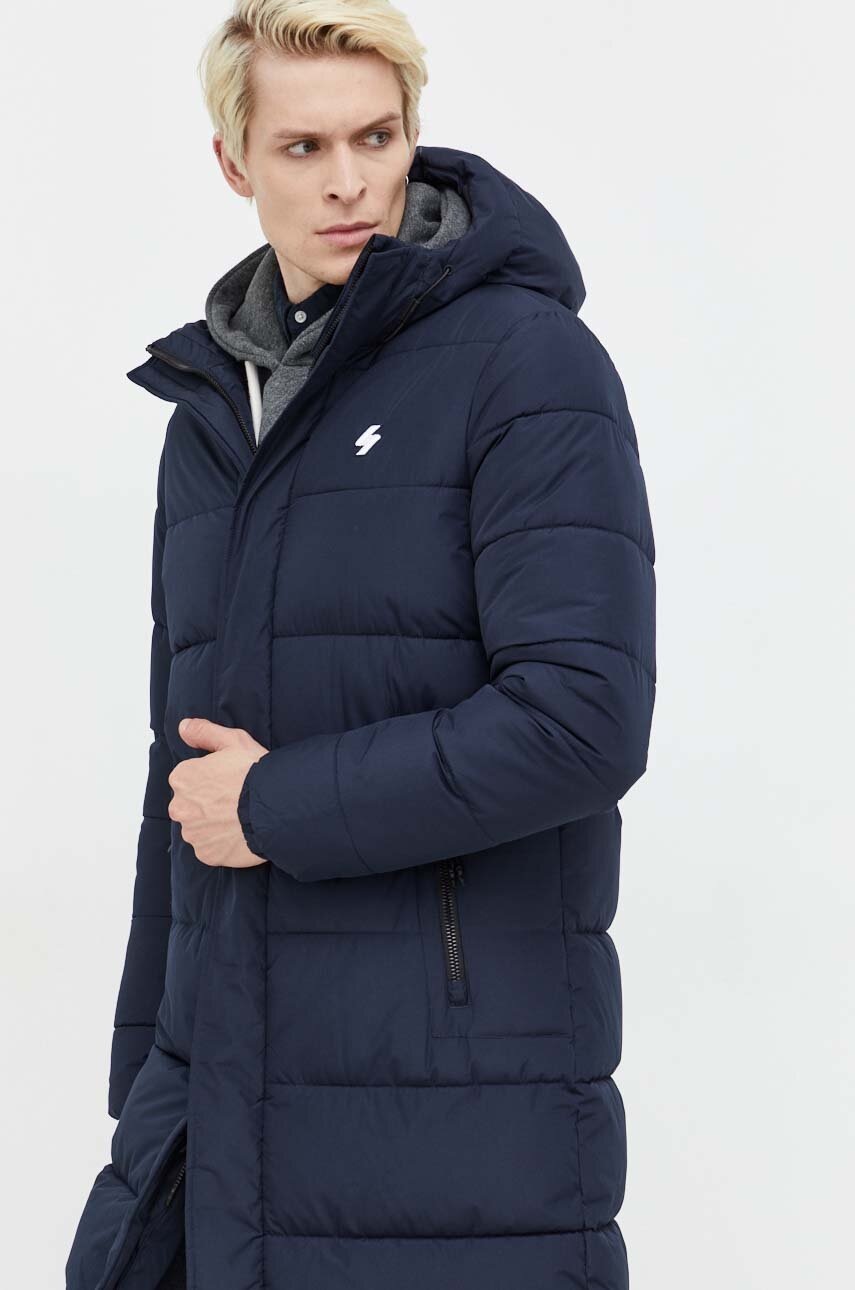 

Яке Superdry в тъмносиньо зимен модел, Тъмносин