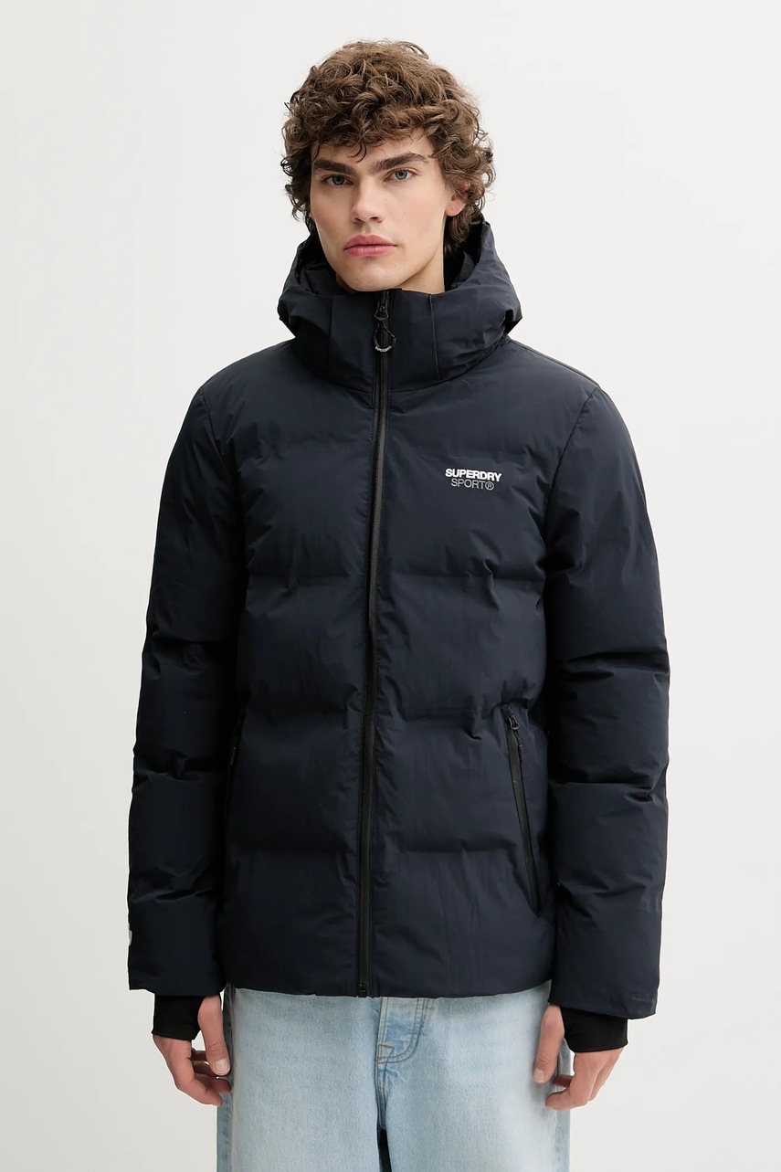 Superdry geaca barbati, culoarea albastru marin, de iarna