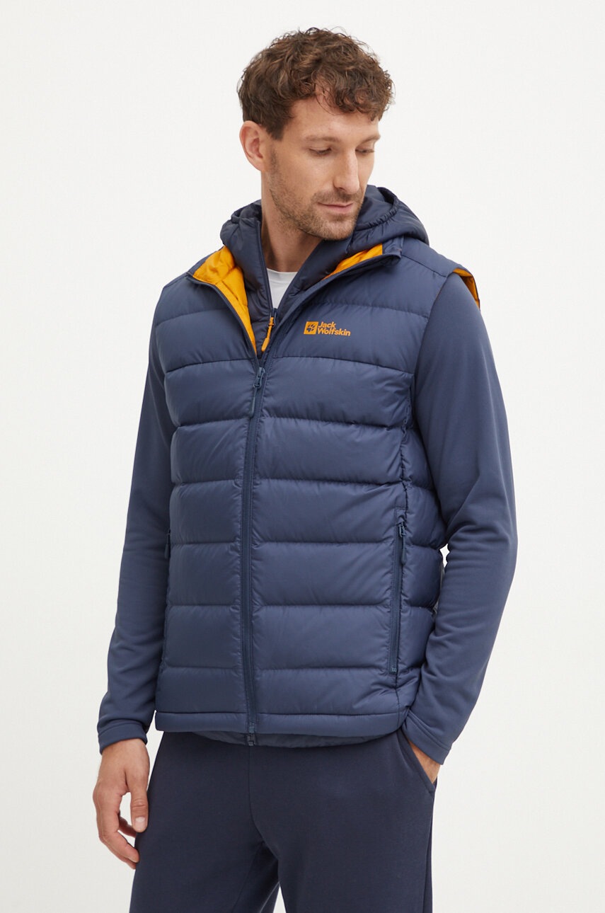 

Пухен спортен елек Jack Wolfskin Ather в тъмносиньо преходен модел 1207691, Тъмносин