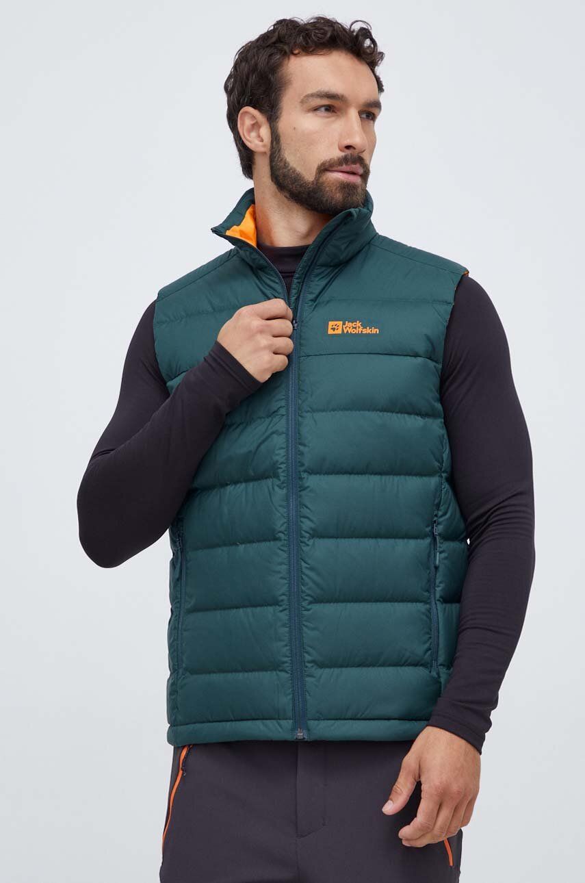 Jack Wolfskin vestă sport cu puf Ather culoarea verde, de tranzitie