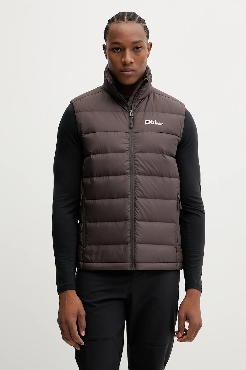 Jack Wolfskin vestă sport cu puf Ather culoarea bleumarin, de tranziție, 1207691