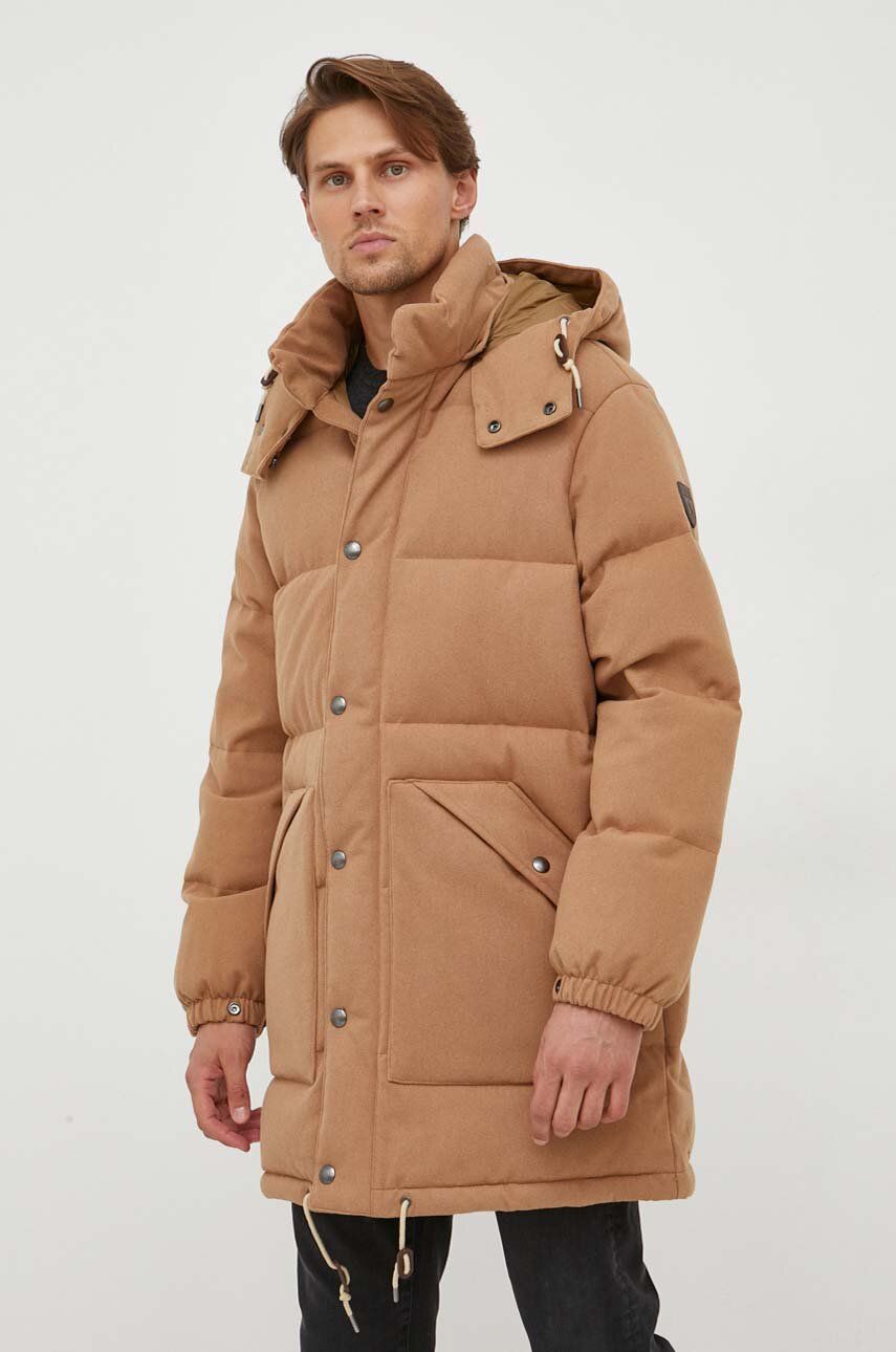 Levně Vlněná péřová bunda Polo Ralph Lauren béžová barva