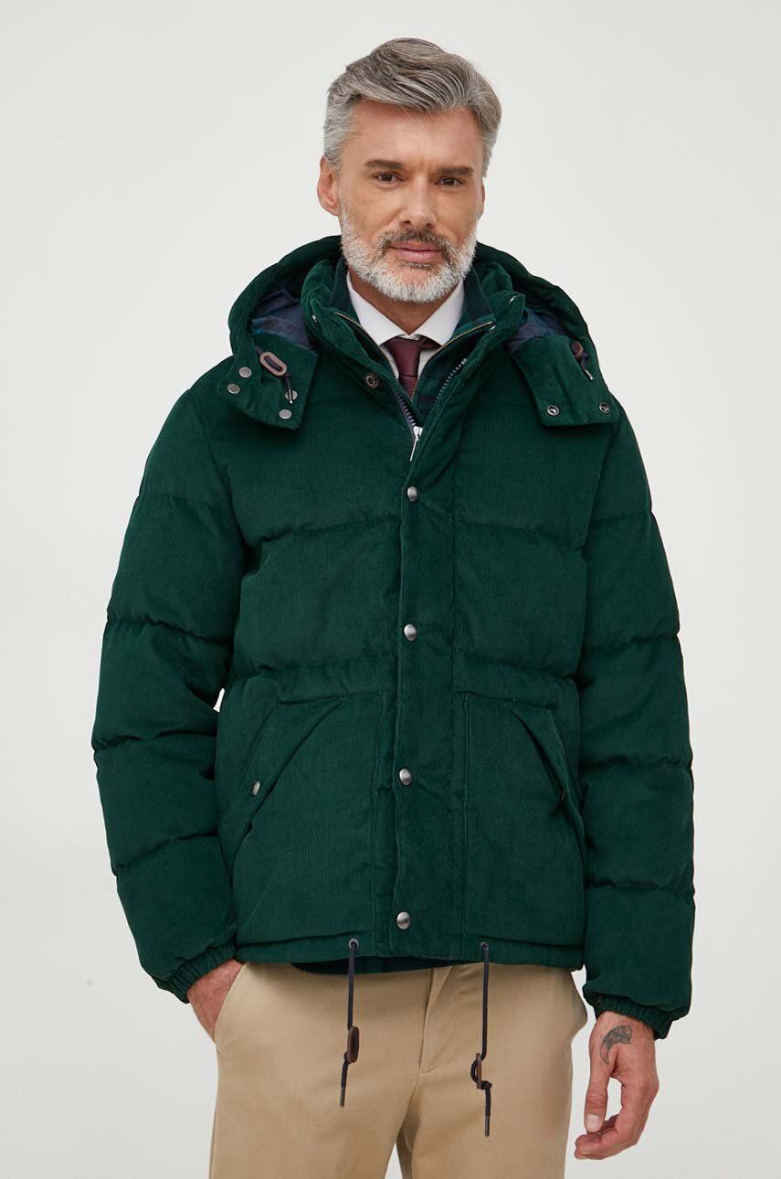 Manšestrová péřová bunda Polo Ralph Lauren zelená barva - zelená - Hlavní materiál: 100 % Bavlna