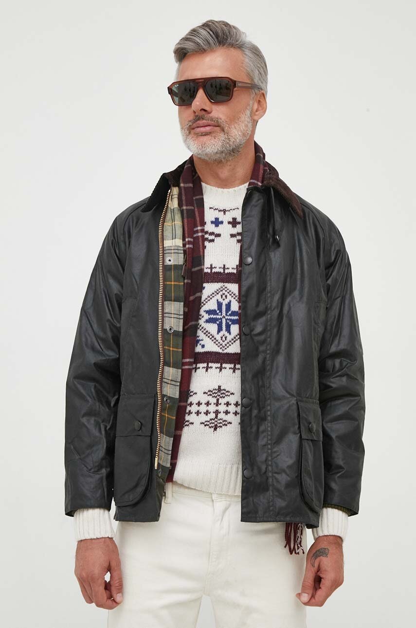 Barbour geacă Bedale Wax Jacket bărbați, culoarea verde, de tranziție MWX0018 Barbour geacă Bedale Wax Jacket bărbați, culoarea verde, de tranziție MWX0018