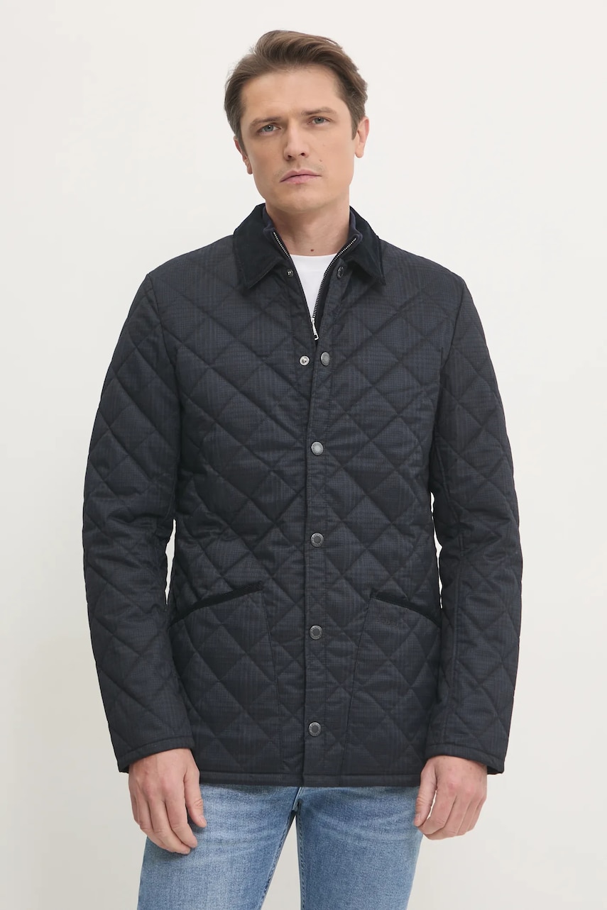 Barbour geaca barbati, culoarea albastru marin, de tranzitie Barbour geaca barbati, culoarea albastru marin, de tranzitie