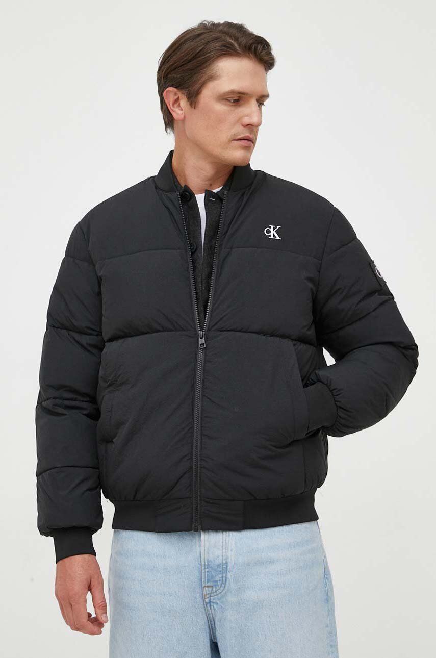 Bomber jakna Calvin Klein Jeans za muškarce, boja: crna, za zimu