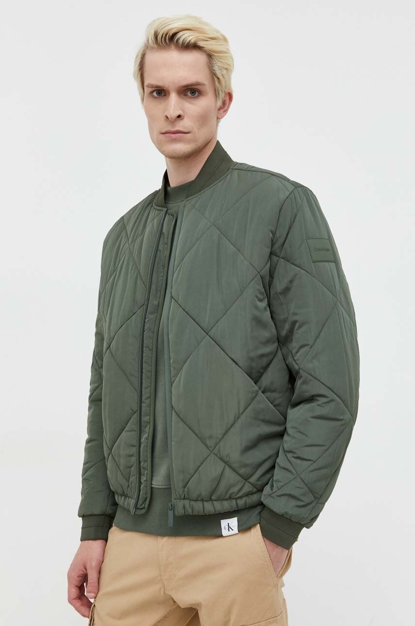 Bomber bunda Calvin Klein zelená barva, přechodná - zelená - Hlavní materiál: 100 % Polyester V