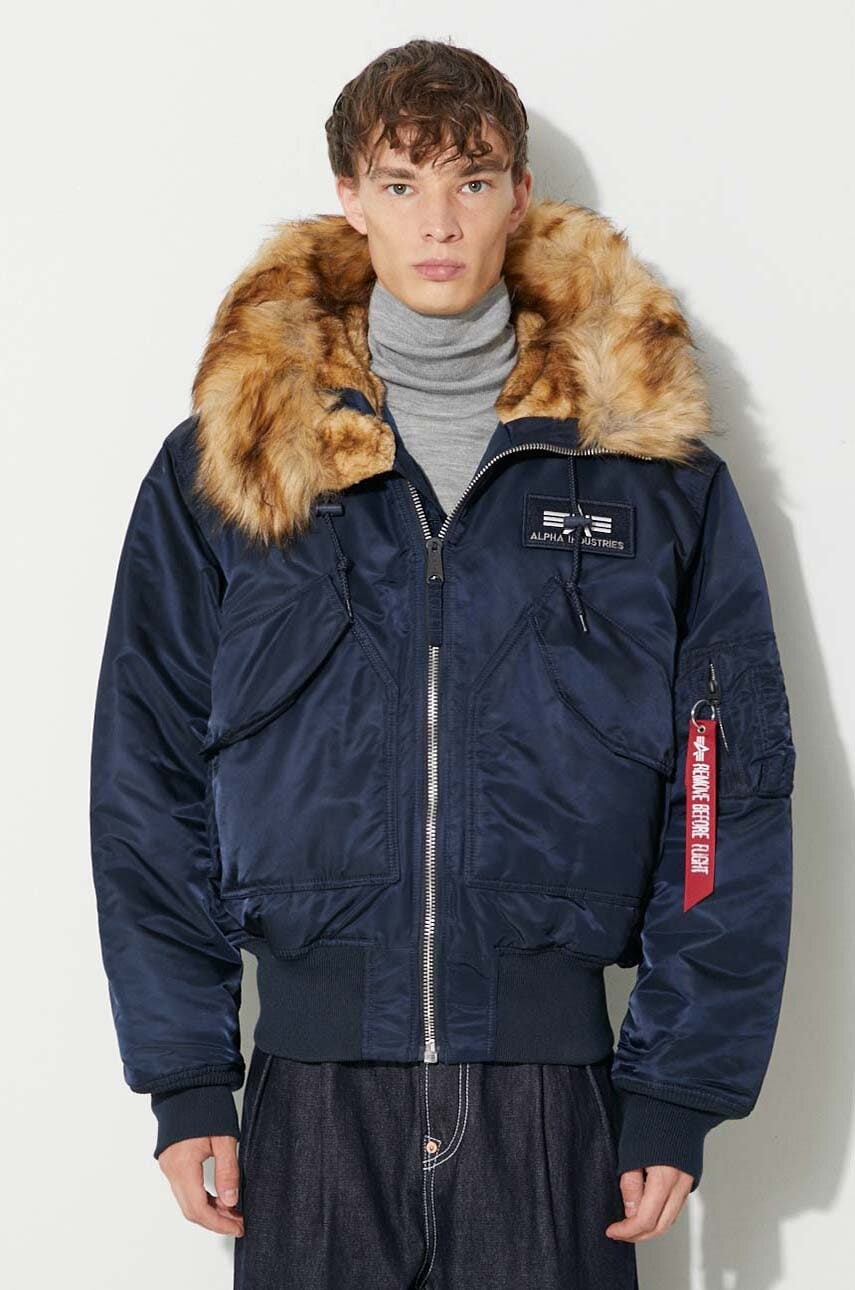 Alpha Industries geacă 45P Hooded Custom bărbați, culoarea bleumarin, de iarnă, oversize 113145.07