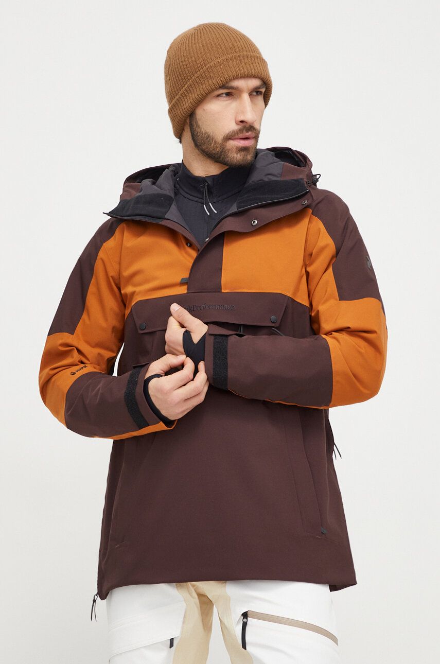 Lyžařská bunda Peak Performance 2L Shell hnědá barva - hnědá - Hlavní materiál: 100 % Polyester