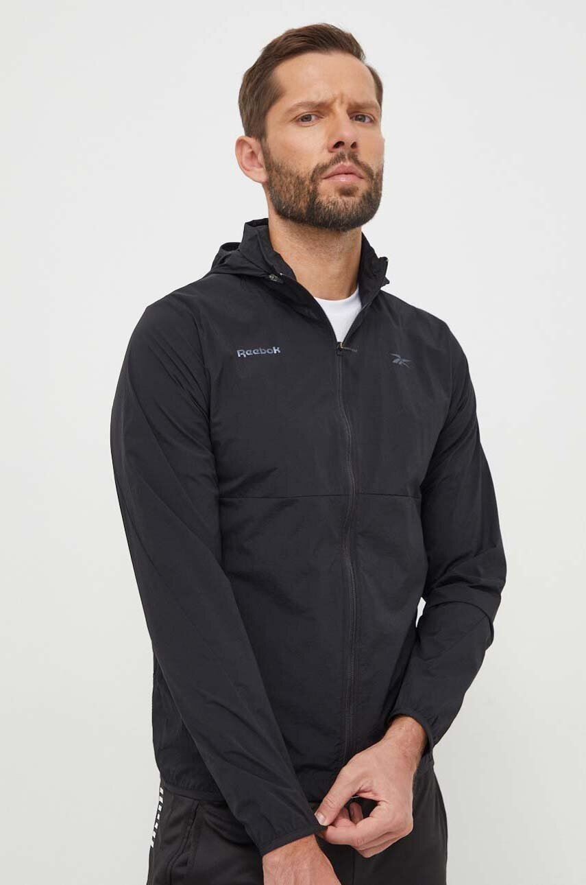 Reebok windbreaker Speed culoarea negru, de tranzitie