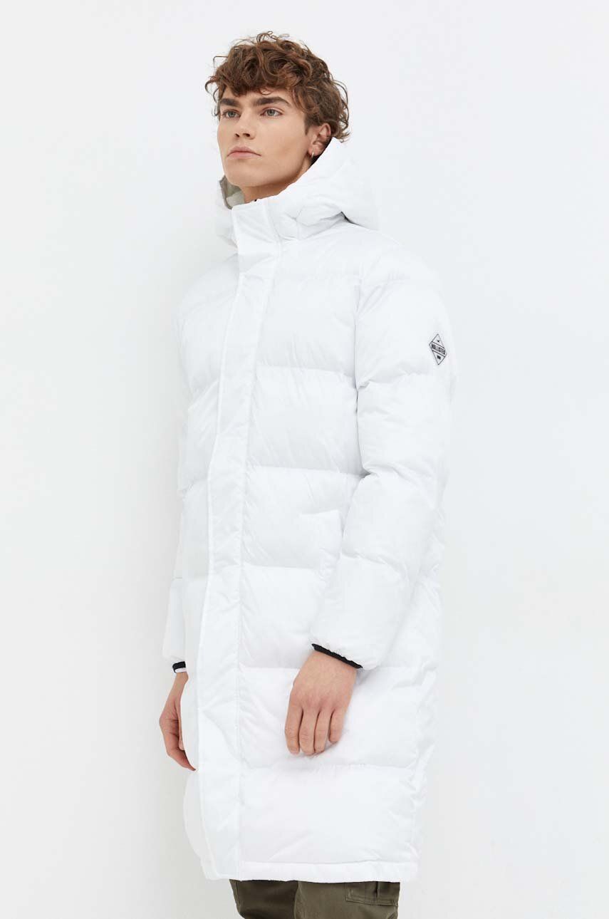 Bunda Hollister Co. pánská, bílá barva, zimní - bílá - Hlavní materiál: 100 % Polyester Podšívk