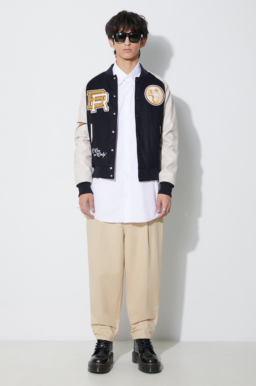 Bomber μπουφάν από μαλλί Baracuta Varsity Bomber χρώμα: ναυτικό μπλε, BRCPS0996 φωτογραφία