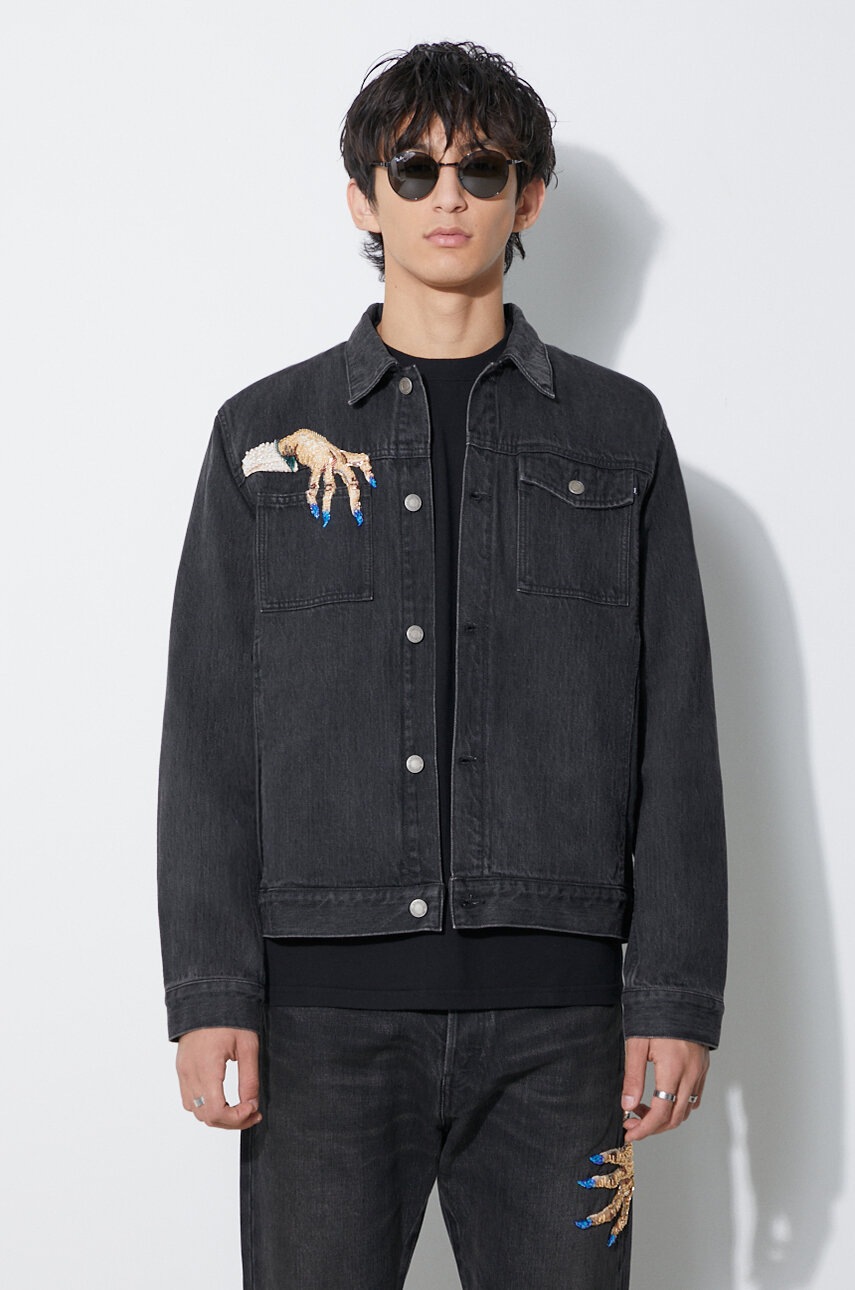 Undercover geacă din denim Blouson bărbați, culoarea negru, de tranziție, UC2C4212