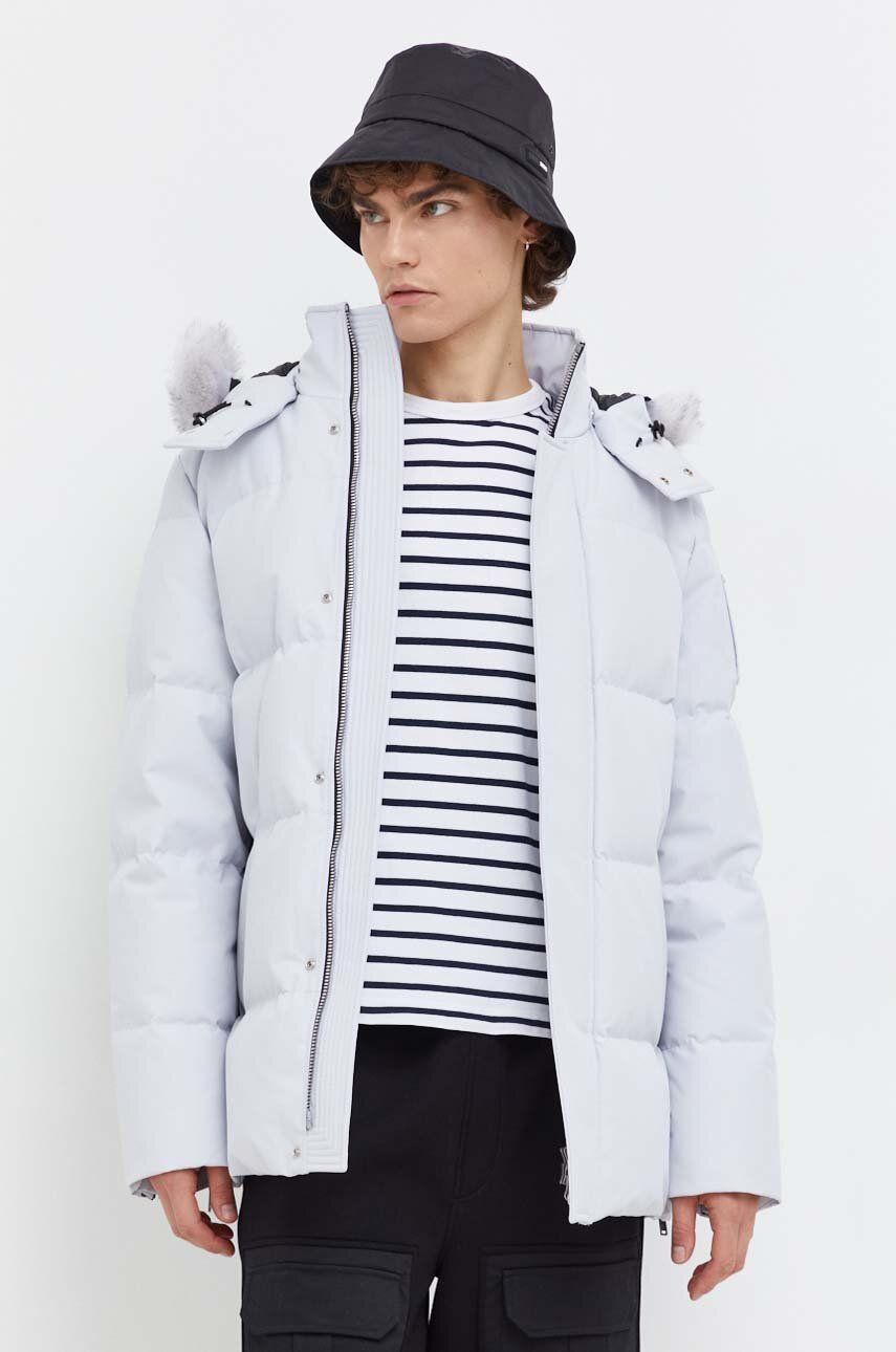 Péřová bunda MOOSE KNUCKLES pánská, šedá barva, zimní - šedá - Hlavní materiál: 100 % Polyester