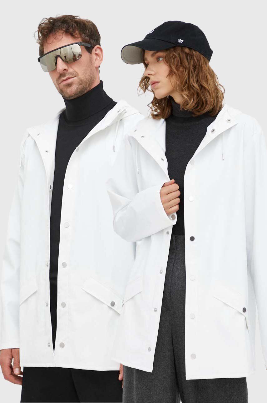 Nepromokavá bunda Rains 12010 Jackets bílá barva, přechodná - bílá - 100 % Polyester s polyuretanový
