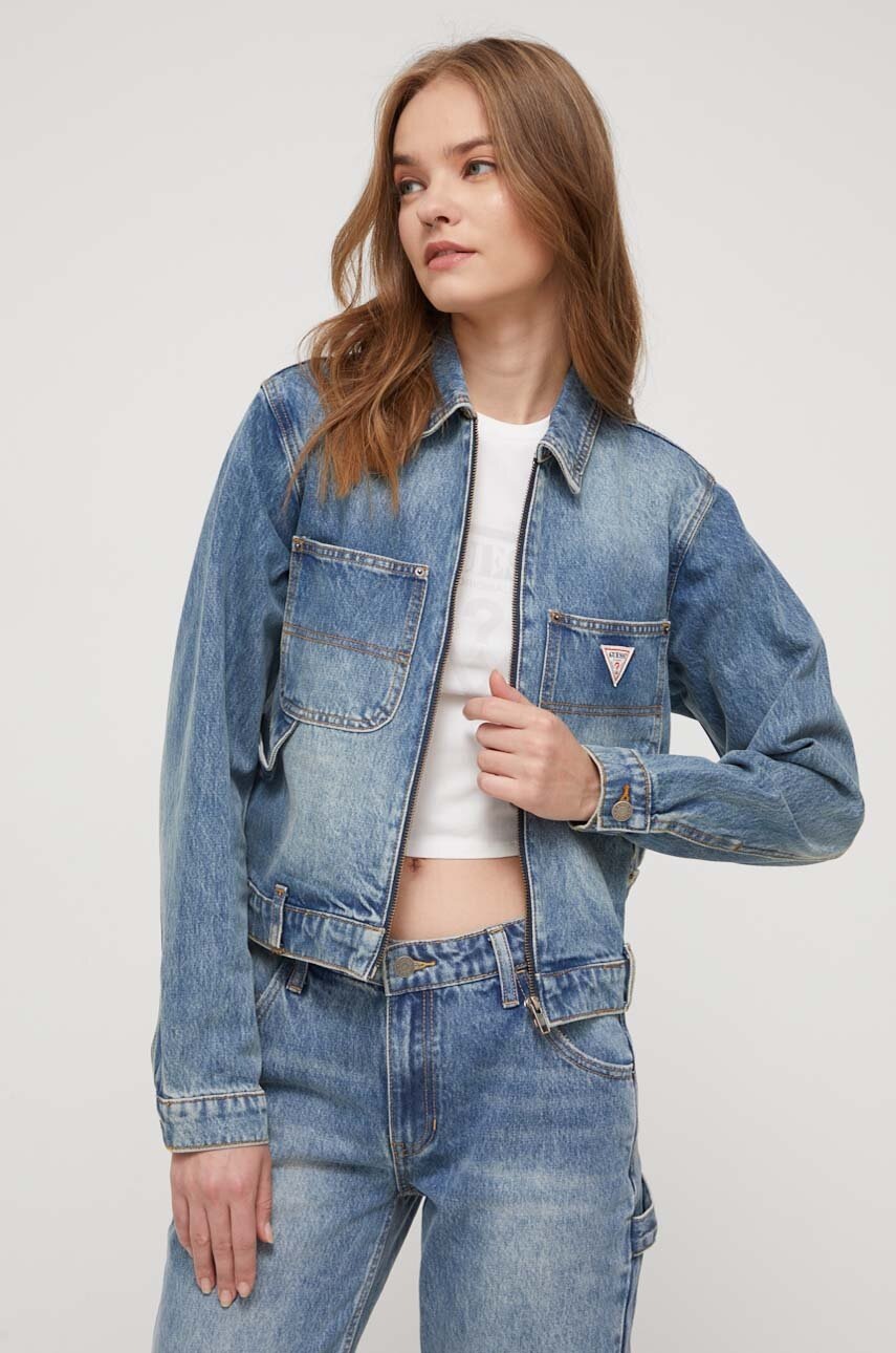 

Джинсова куртка Guess Originals колір синій перехідна