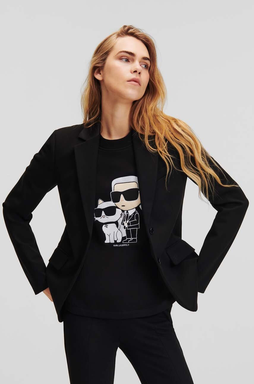 

Сако Karl Lagerfeld в черно с едно копче с изчистен дизайн, Черен