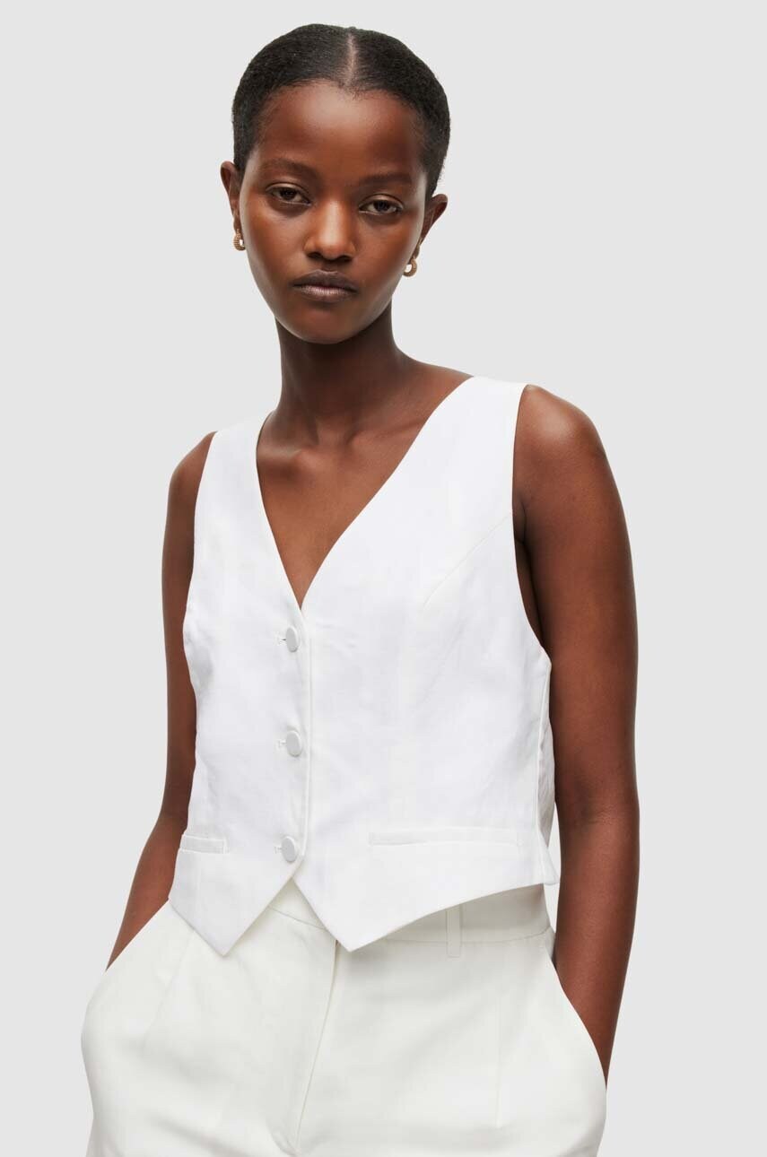 

Безрукавка AllSaints Petra колір білий однобортна