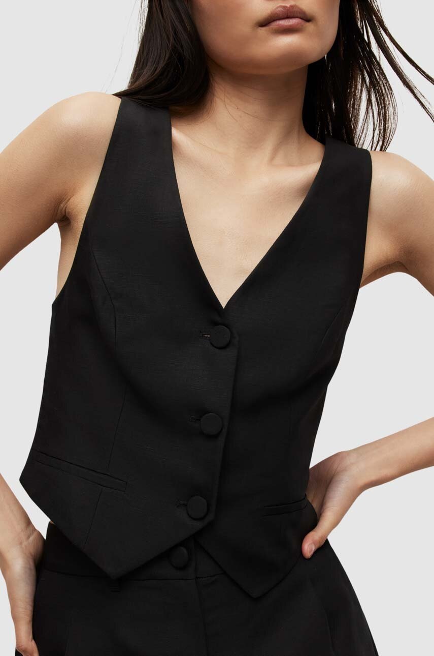 

Безрукавка AllSaints Petra цвет чёрный однобортная