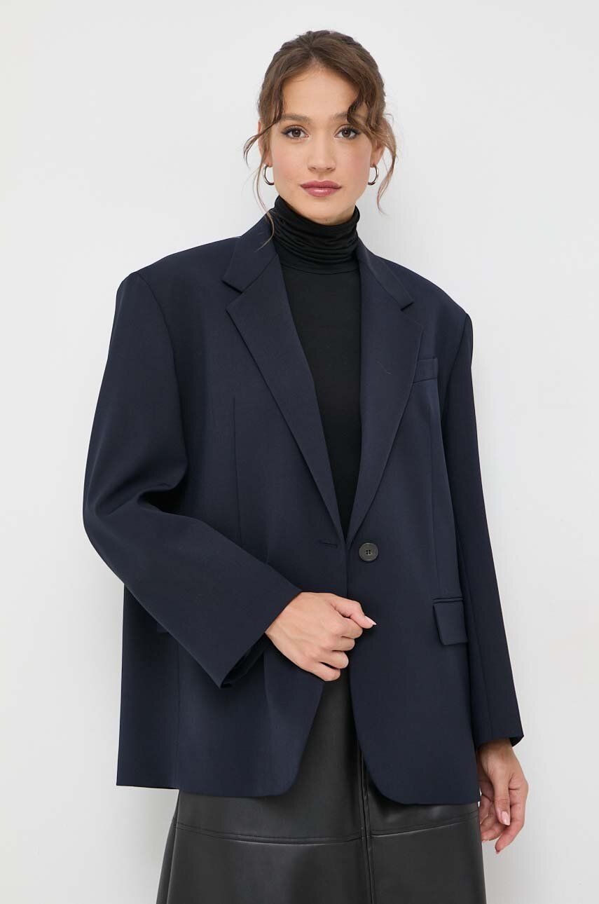 E-shop Blazer s příměsí vlny Weekend Max Mara x Kate Phelan tmavomodrá barva