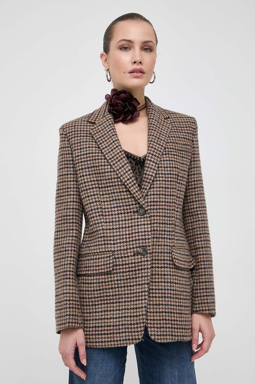 

Шерстяной пиджак Weekend Max Mara цвет коричневый однобортный узор
