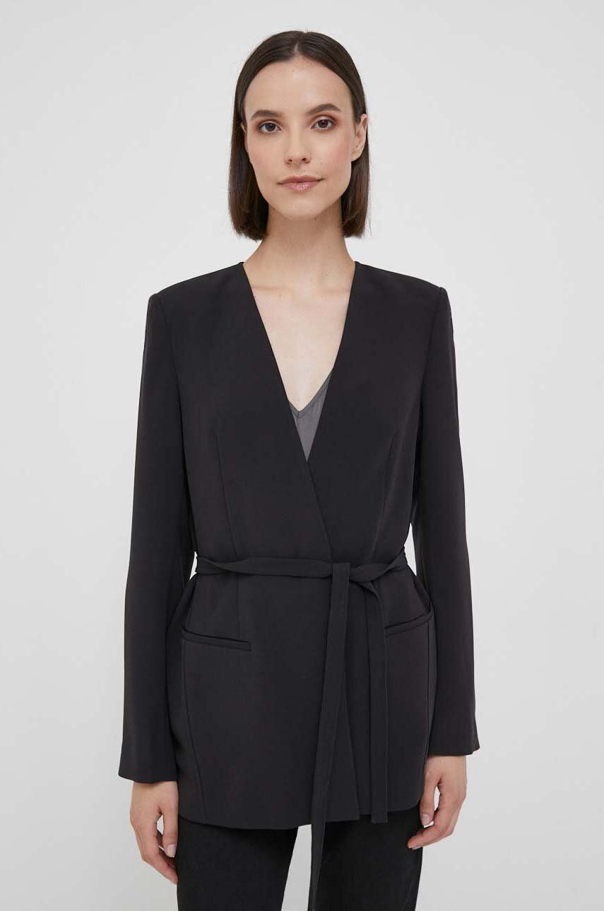 Sako Calvin Klein černá barva, bez zapínání - černá -  Hlavní materiál: 100 % Polyester Po