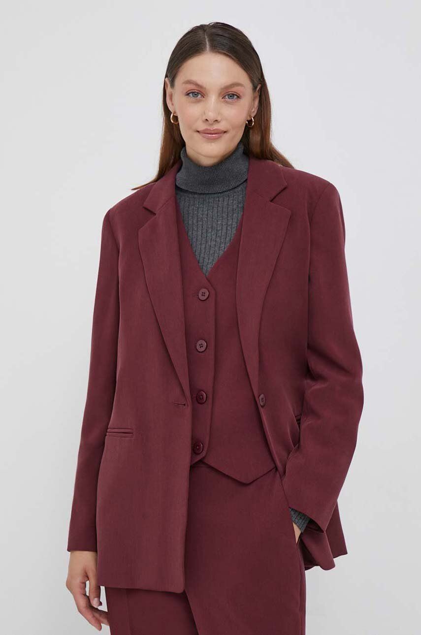 Dkny Sacou Culoarea Bordo, Un Singur Rand De Nasturi, Neted