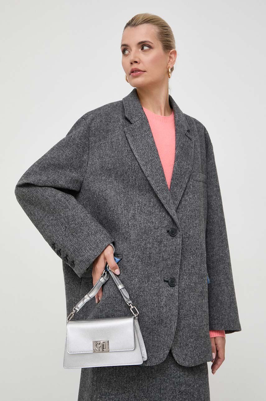 MAX&Co. sacou din lana x Anna Dello Russo culoarea gri, un singur rand de nasturi, modelator