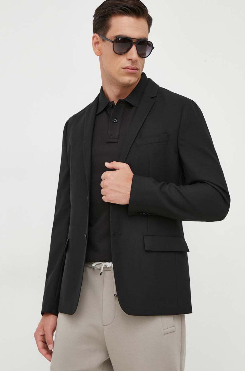 Levně Vlněná bunda Calvin Klein černá barva