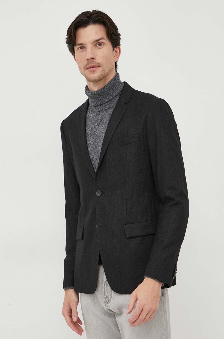 

Вълнено сако Calvin Klein в черно, Черен