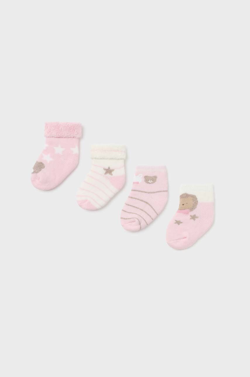 Levně Kojenecké ponožky Mayoral Newborn 4-pack růžová barva