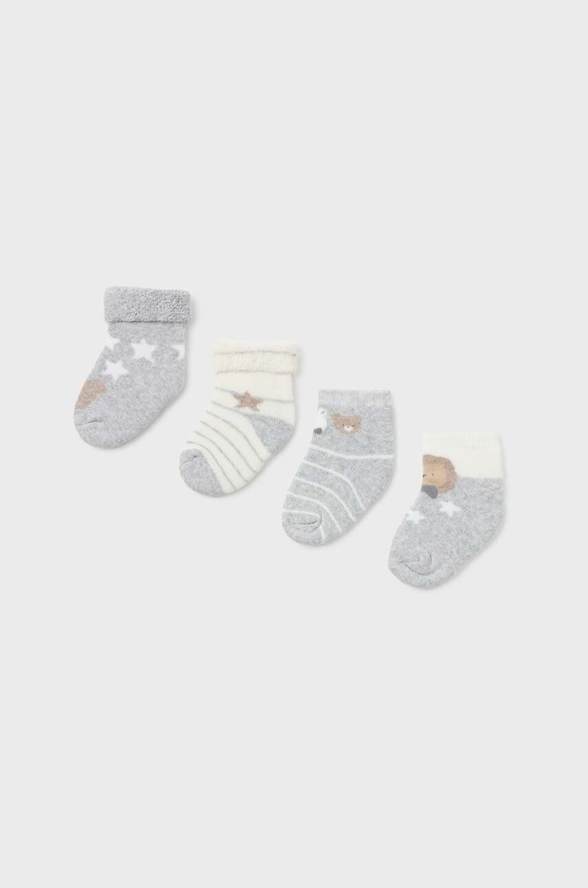 Levně Kojenecké ponožky Mayoral Newborn 4-pack šedá barva