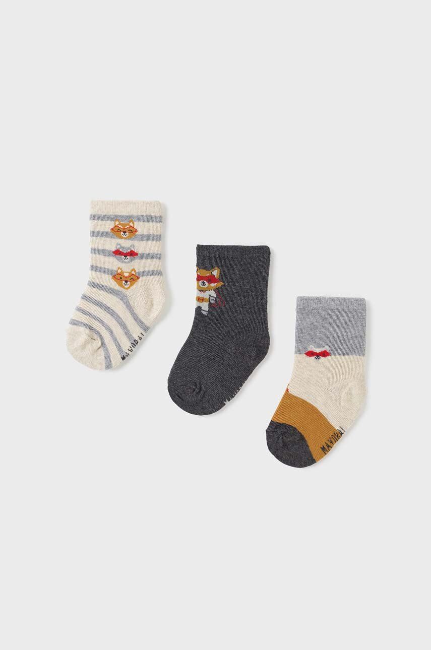 Kojenecké ponožky Mayoral 3-pack šedá barva - šedá -  72 % Bavlna