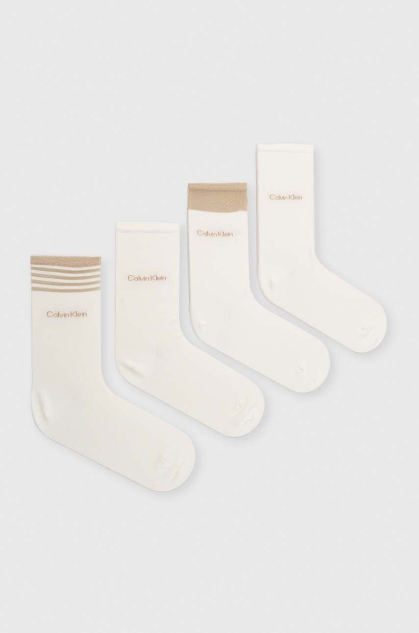 Ponožky Calvin Klein 4-pack dámské, bílá barva - bílá - Materiál č. 1: 65 % Bavlna