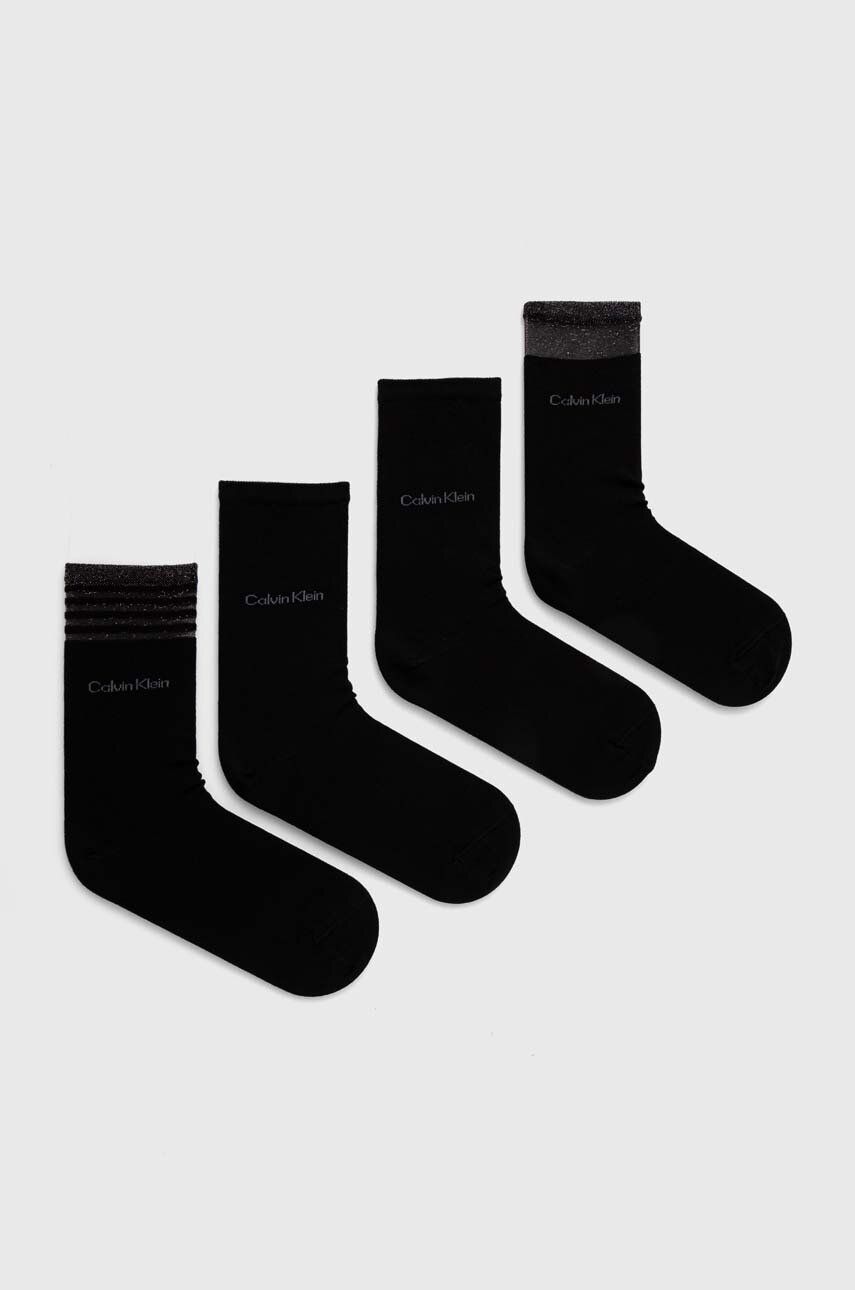 Ponožky Calvin Klein 4-pack dámské, černá barva - černá - Materiál č. 1: 65 % Bavlna
