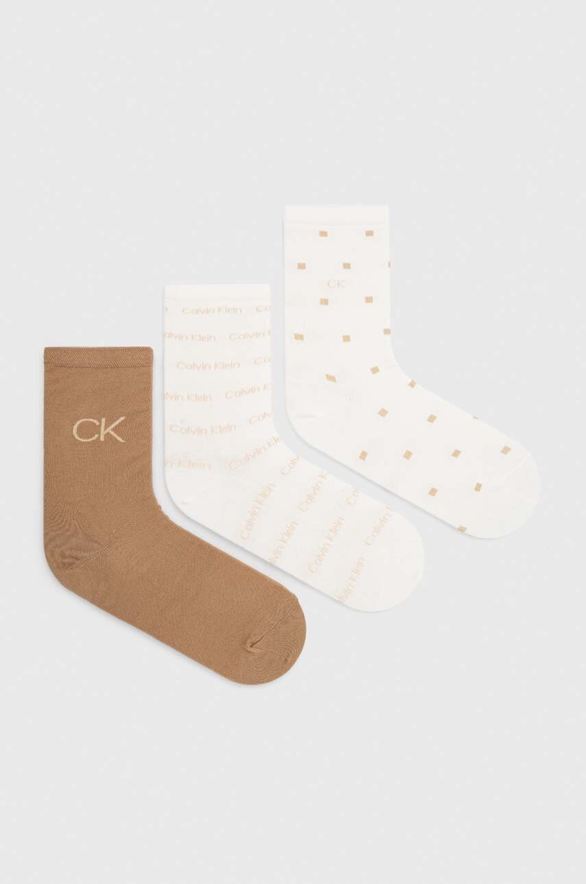

Чорапи Calvin Klein (3 броя) в бежово, Бежов