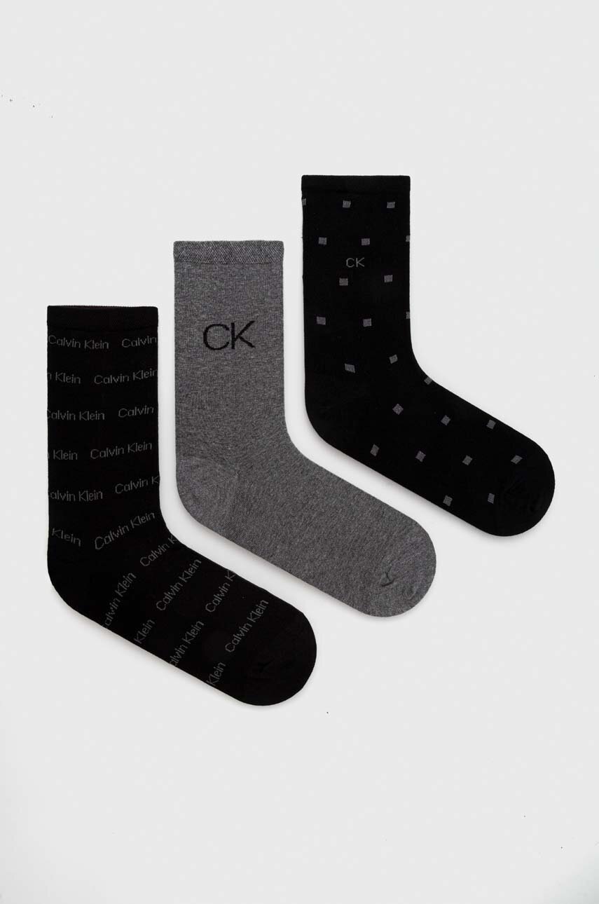 

Чорапи Calvin Klein (3 броя) в черно, Черен
