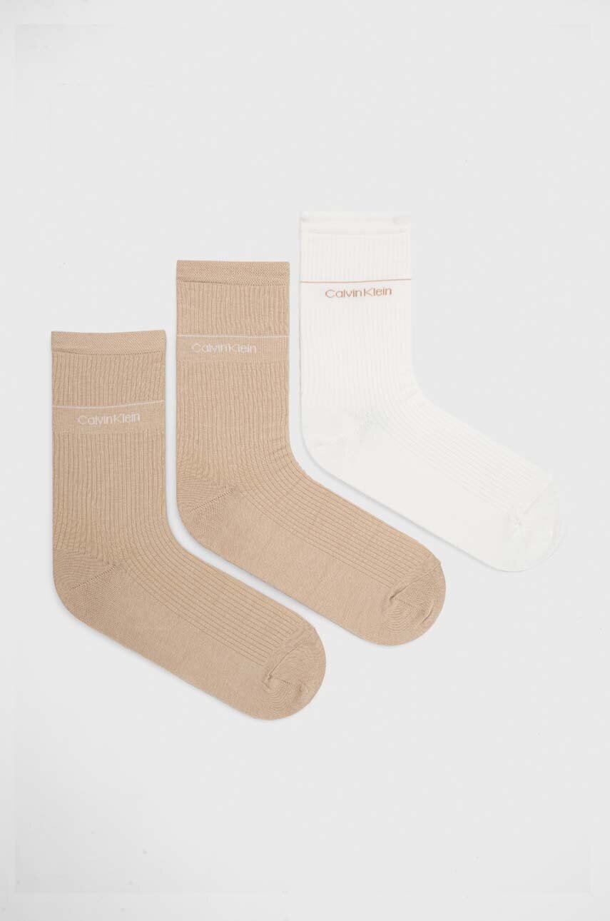 

Чорапи Calvin Klein (3 броя) в бежово, Бежов