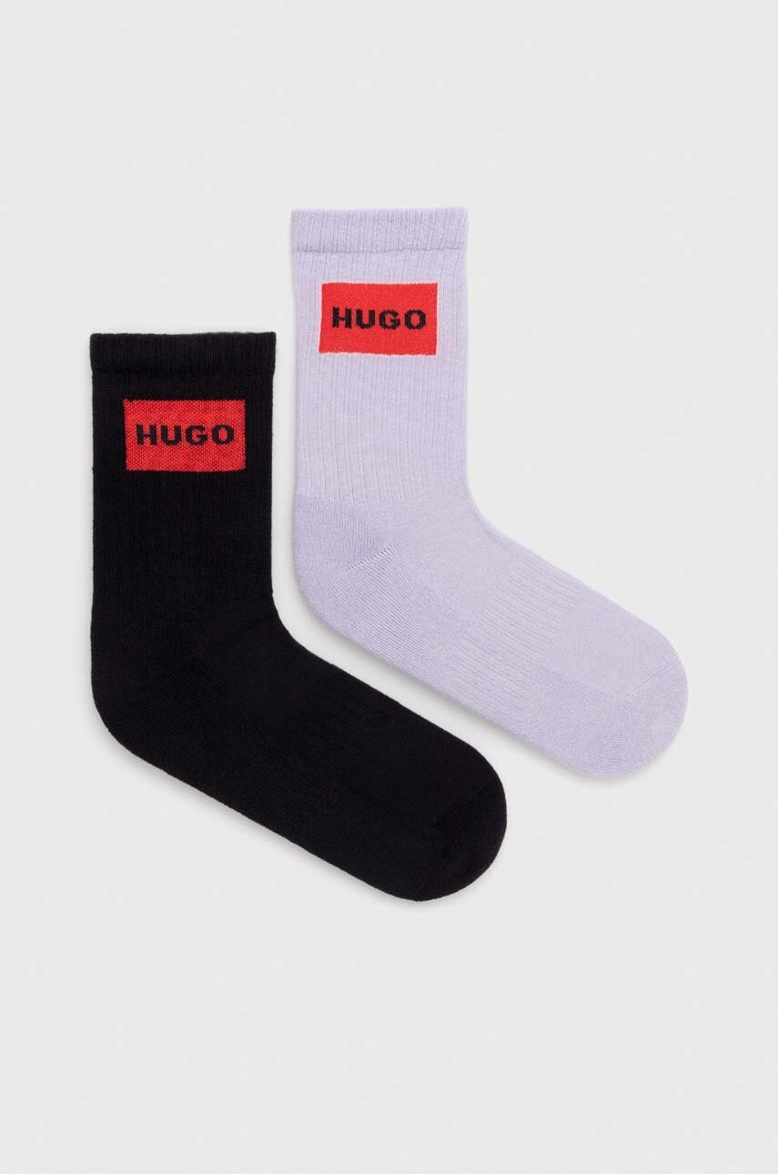 

Шкарпетки HUGO 2-pack жіночі колір фіолетовий