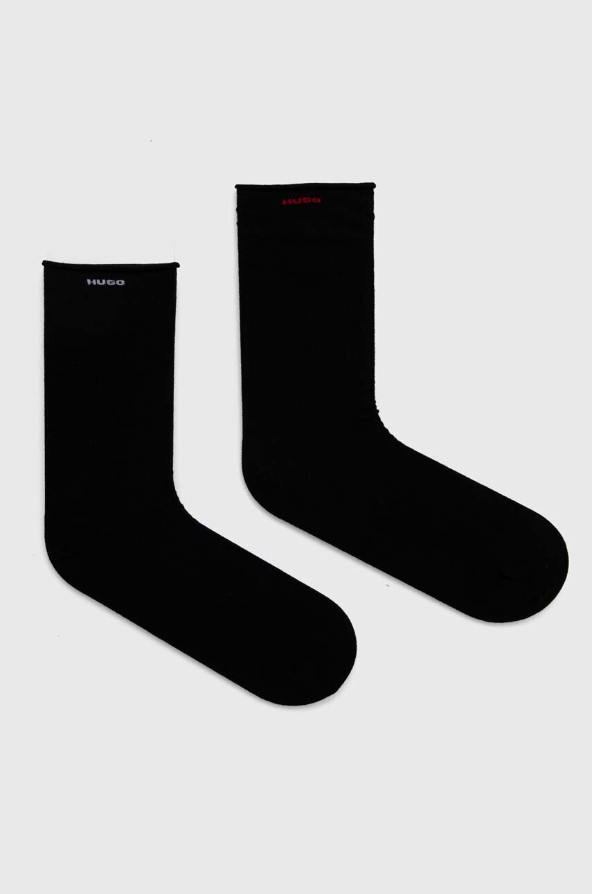 Levně Ponožky HUGO 2-pack dámské, černá barva