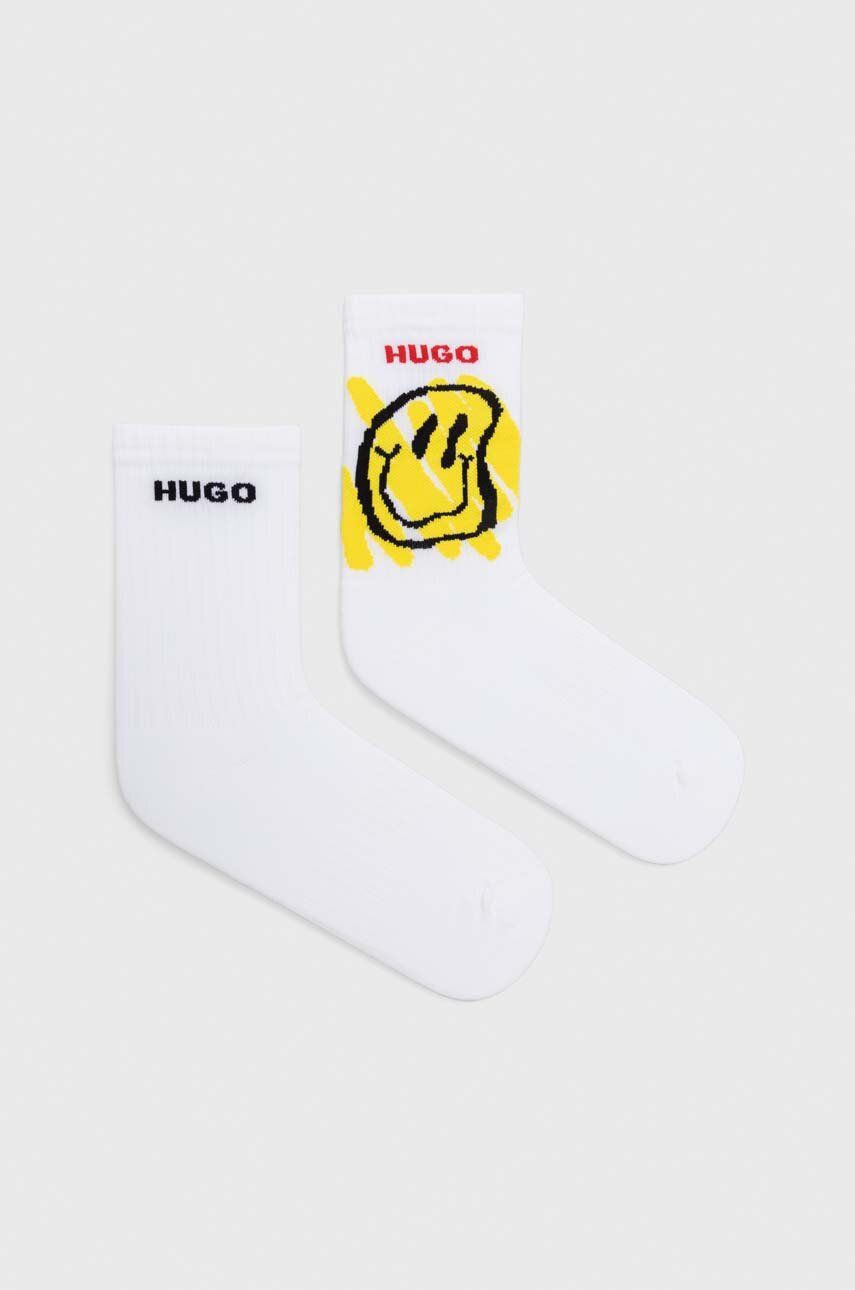 HUGO sosete 2-pack femei, culoarea alb