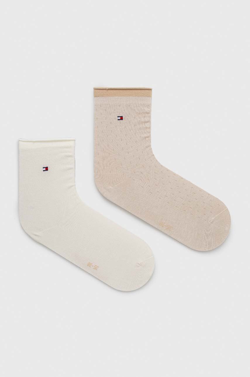 Ponožky Tommy Hilfiger 2-pack dámské, béžová barva - béžová - 62 % Lyocell