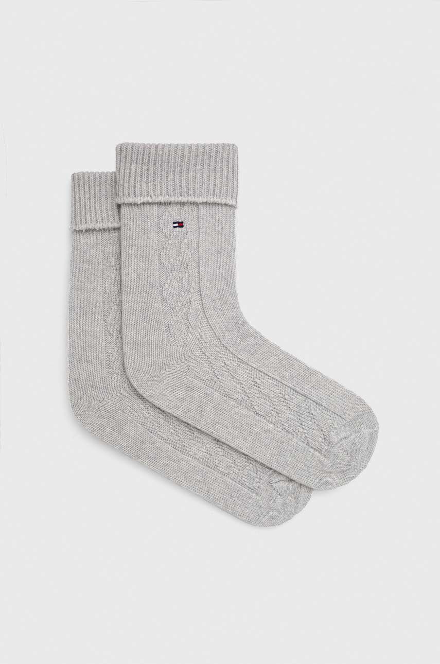 Levně Ponožky s příměsí vlny Tommy Hilfiger šedá barva