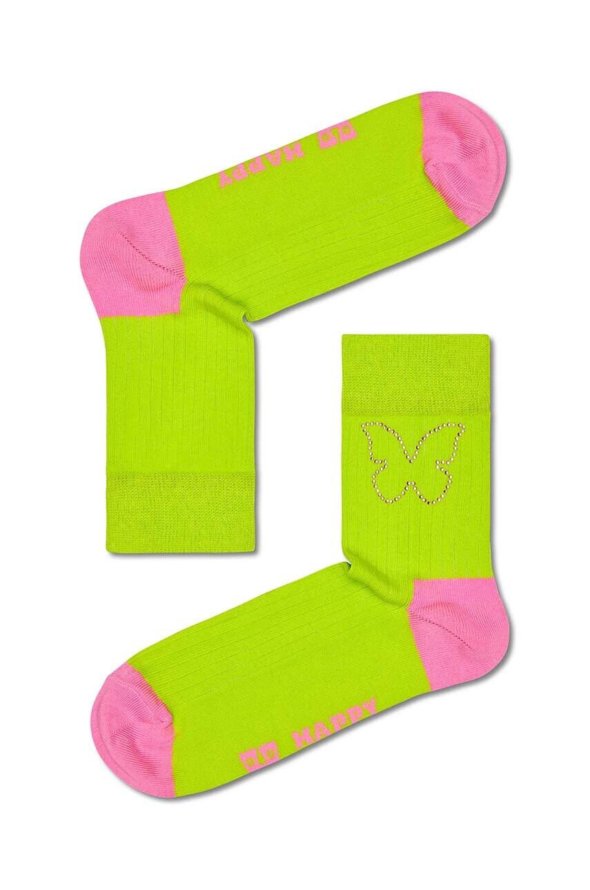 

Носки Happy Socks Butterfly Rhinestone 1/2 Crew женские цвет зелёный