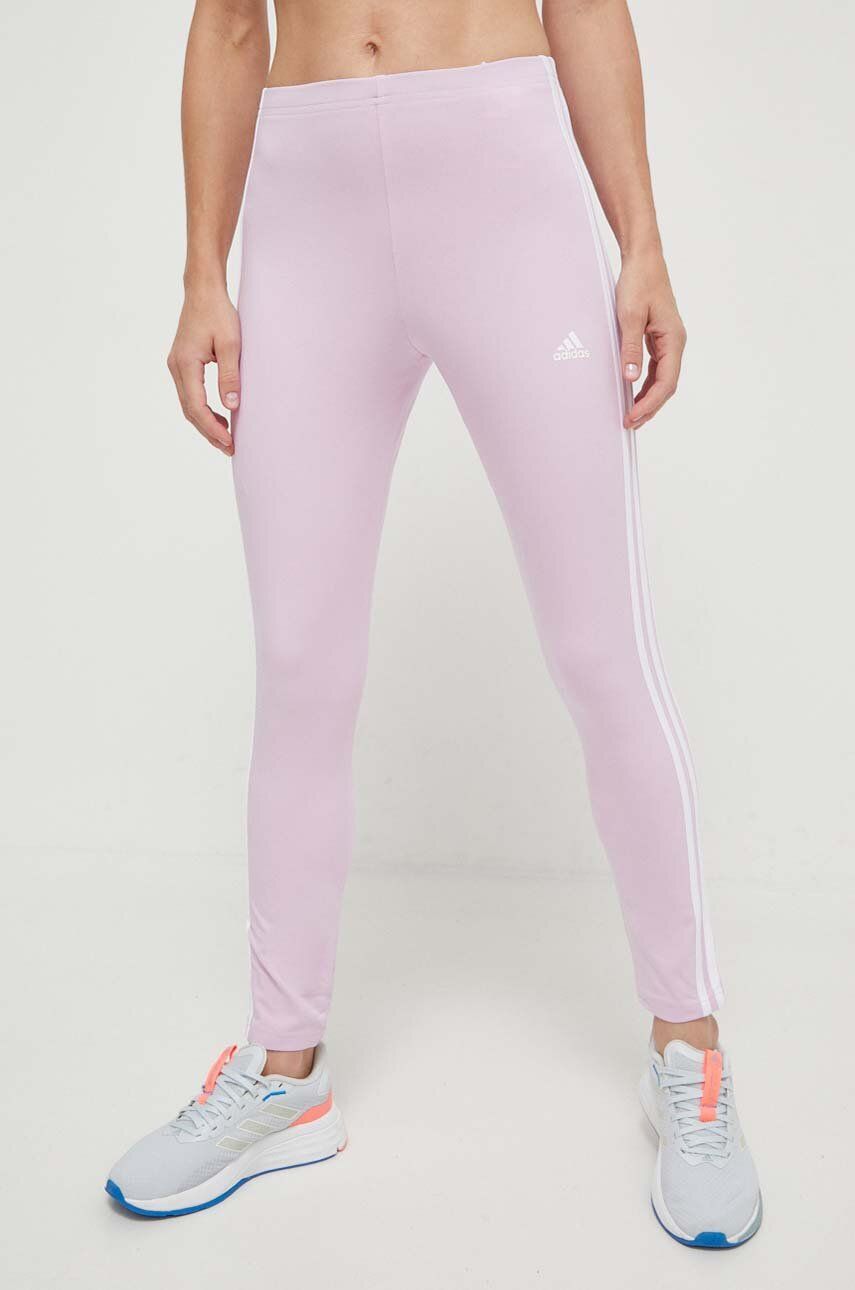 Levně Legíny adidas dámské, růžová barva, vzorované