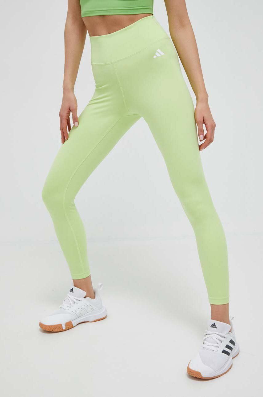 adidas Performance leggins de antrenament Training Essentials culoarea verde, neted