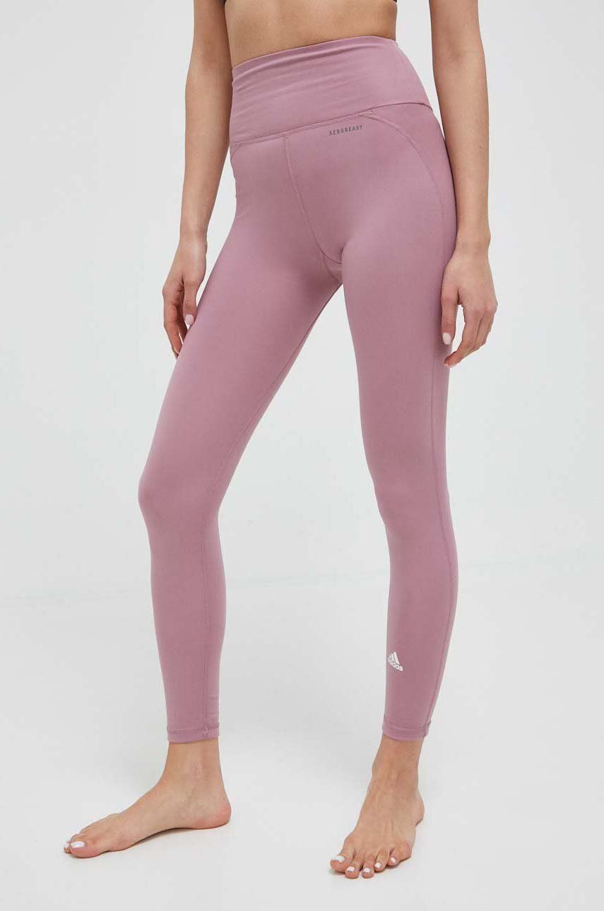 Legíny na jógu adidas Performance Essentials růžová barva - růžová -  75 % Recyklovaný polyeste