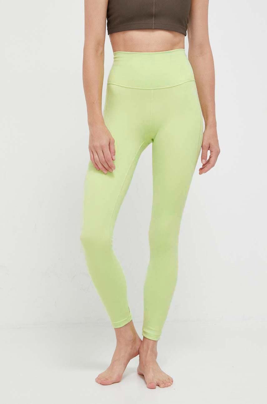 adidas Performance jambiere de yoga Studio culoarea verde, neted