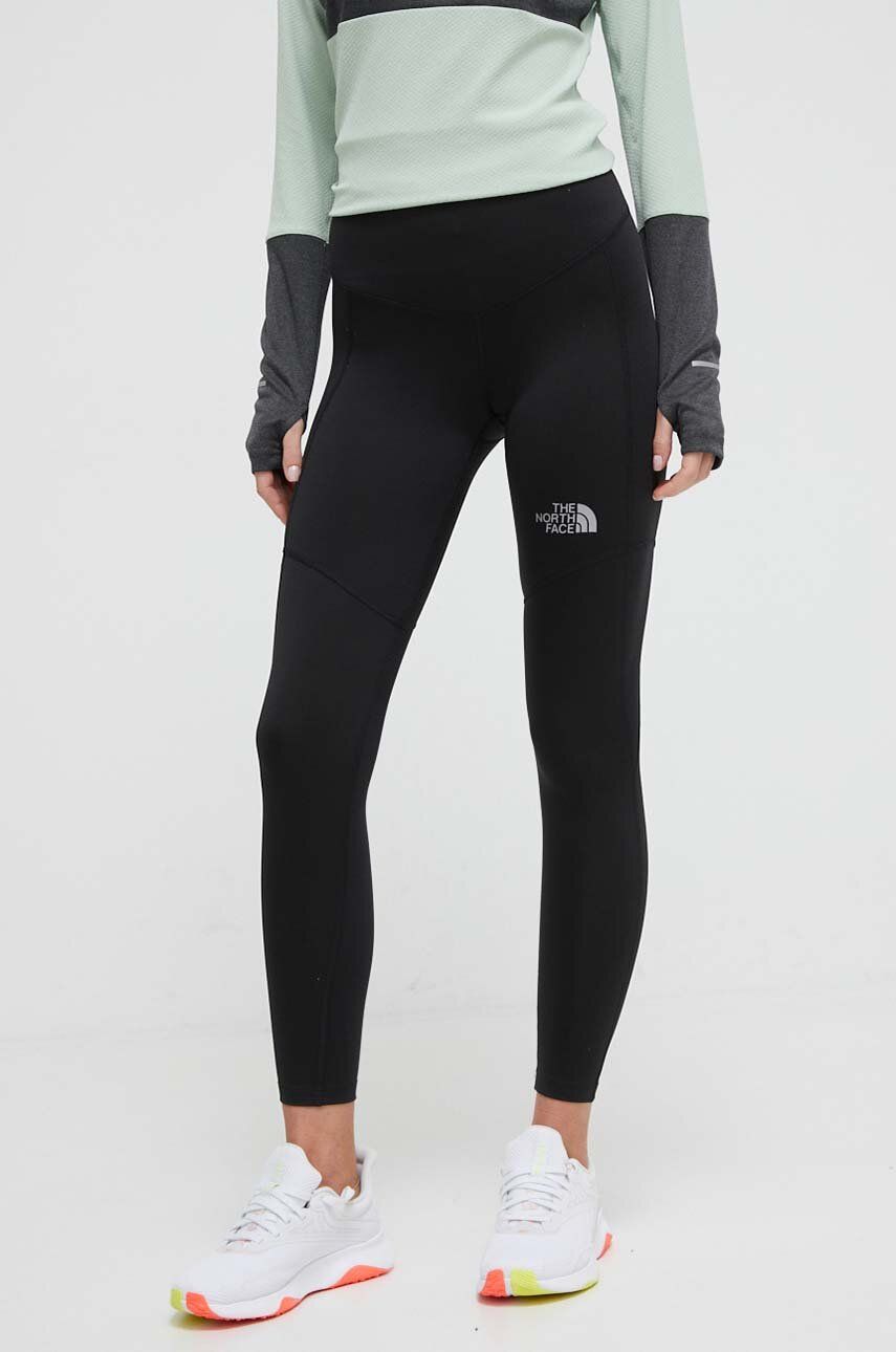 The North Face leggins sport femei, culoarea negru, neted